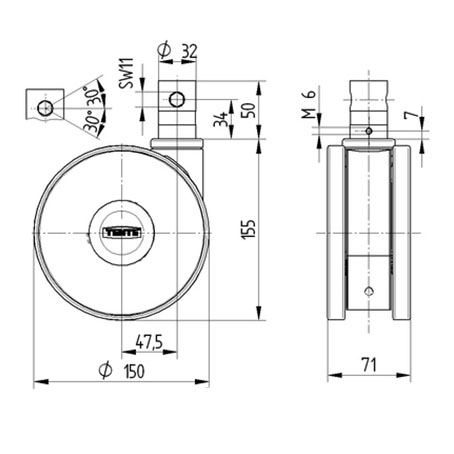 5944UAP150R36-32S30OH155 4xM6_3